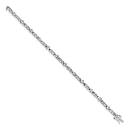 14k White Gold Natural Diamond Circle and Rectangle Link Bracelet