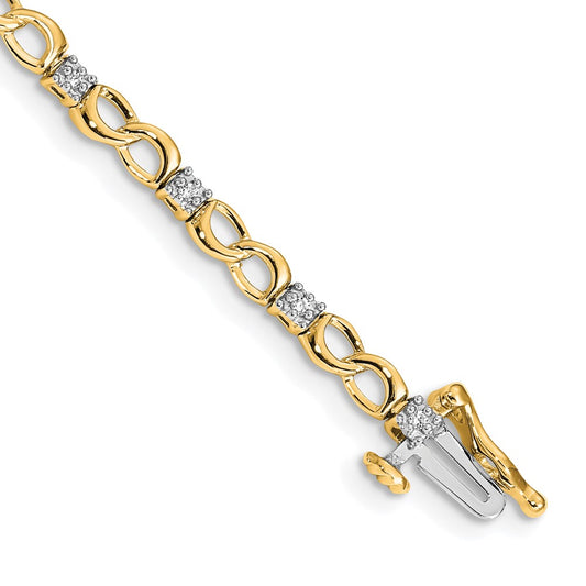 14k Yellow Gold Natural Diamond Figure 8 Link Bracelet