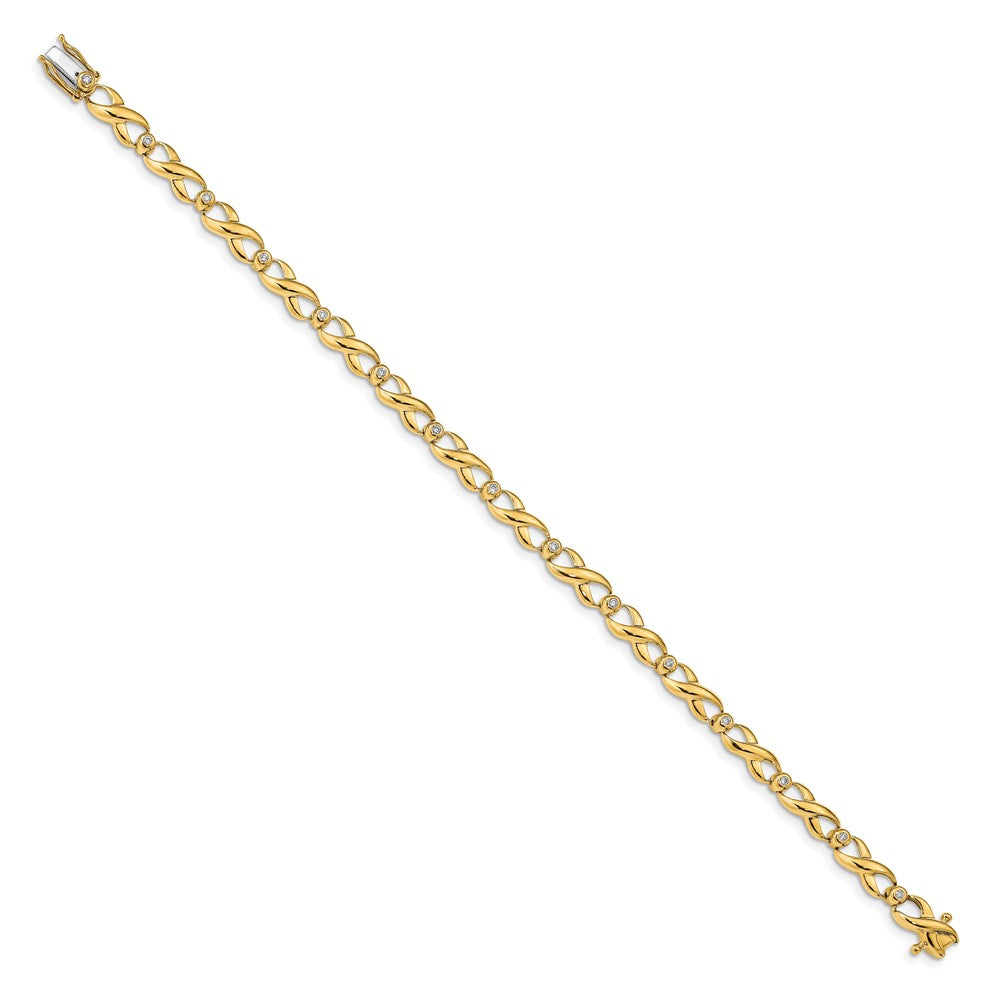 14k Yellow Gold Natural Diamond Infinity Bracelet