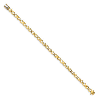 14k Yellow Gold Natural Diamond Infinity Bracelet