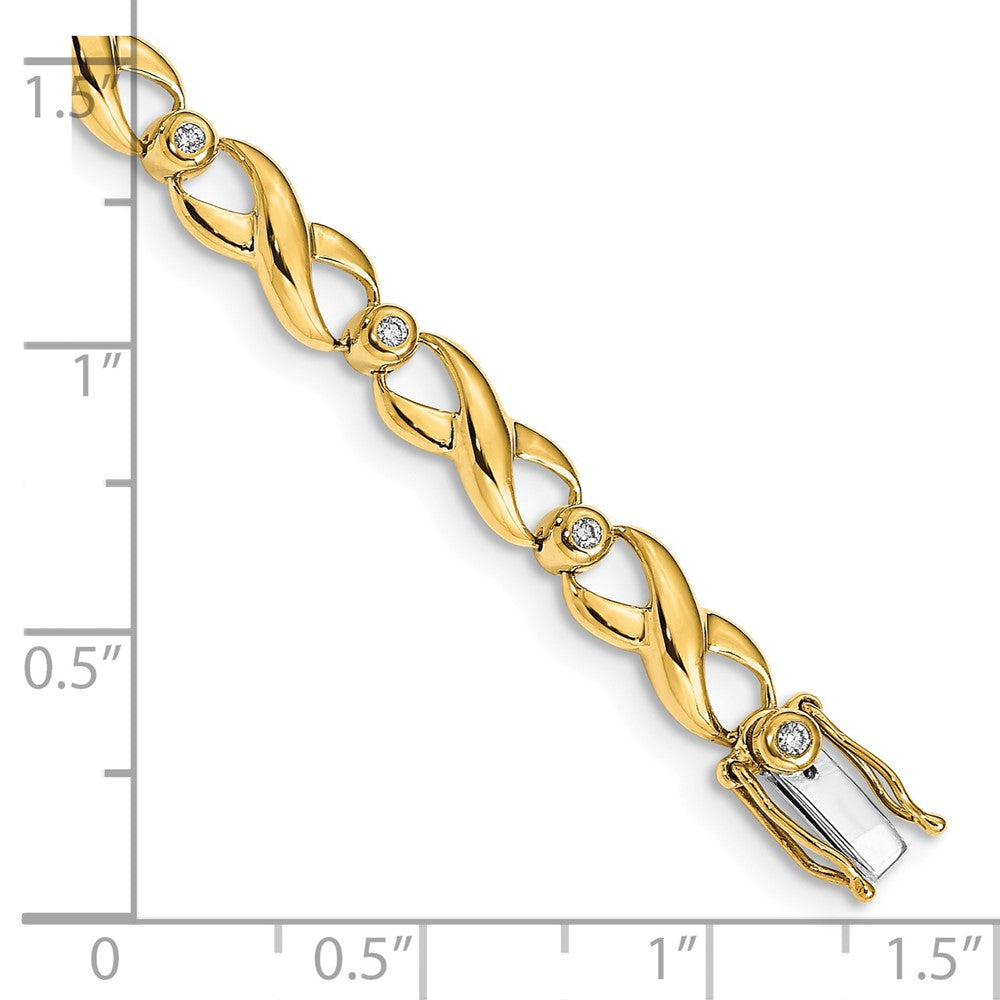 14k Yellow Gold Natural Diamond Infinity Bracelet