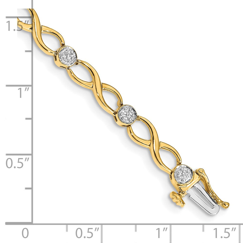 14k Yellow Gold Natural Diamond Infinity Bracelet