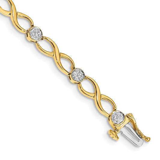 14k Yellow Gold Natural Diamond Infinity Bracelet
