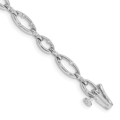 14k White Gold Natural Diamond Link Bracelet