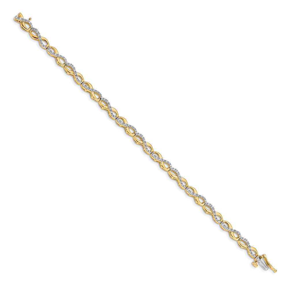 14k Yellow Gold Natural Diamond Infinity Link Bracelet
