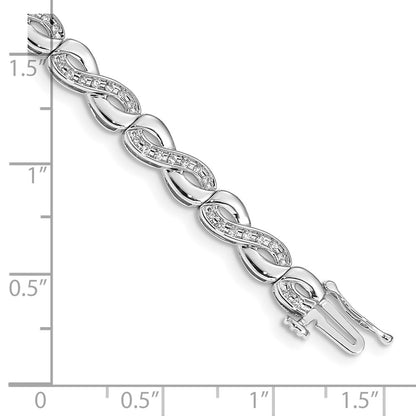 14k White Gold Natural Diamond Infinity Link Bracelet