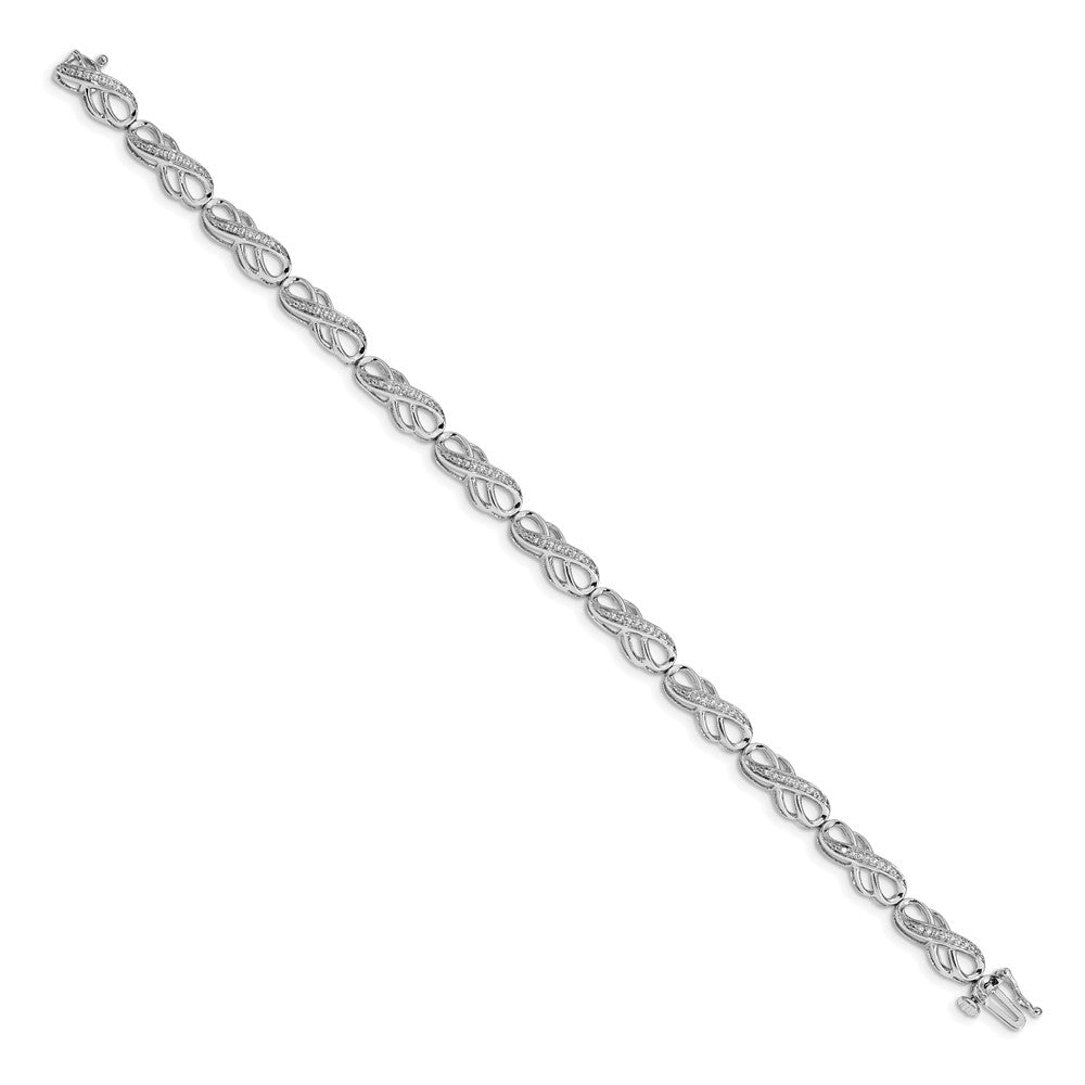 14k White Gold Natural Diamond Infinity Symbol Link Bracelet
