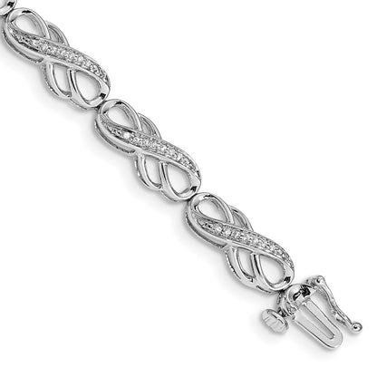 14k White Gold Natural Diamond Infinity Symbol Link Bracelet