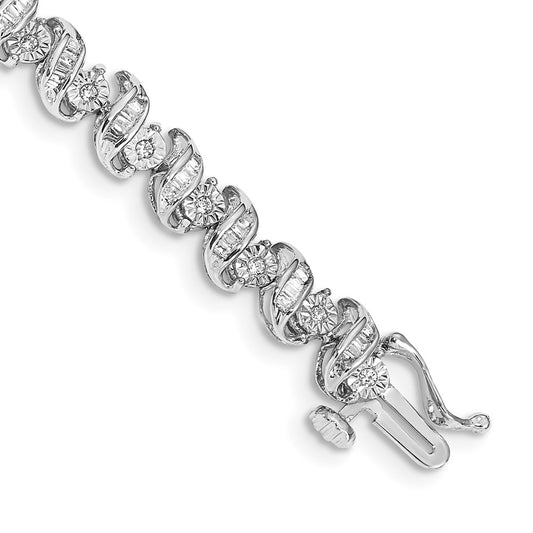 14k White Gold Natural Diamond Bracelet
