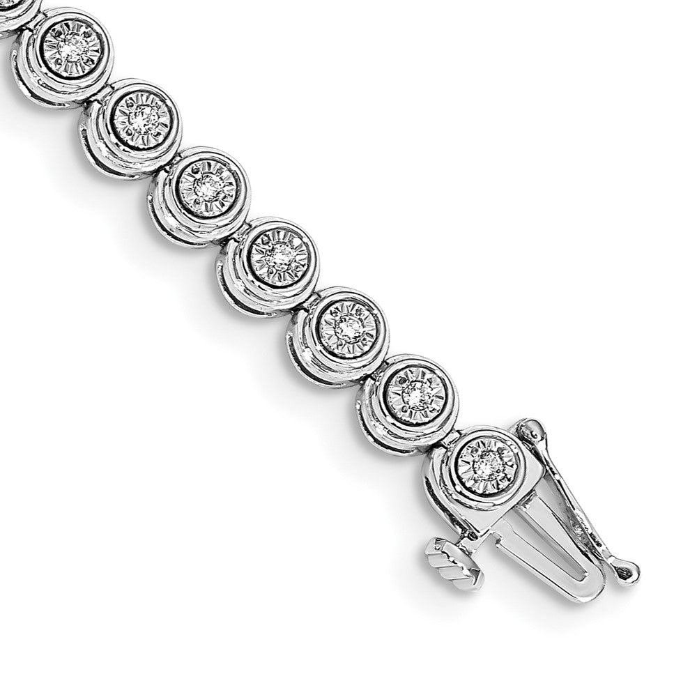 14k White Gold Natural Diamond Circle Link Bracelet