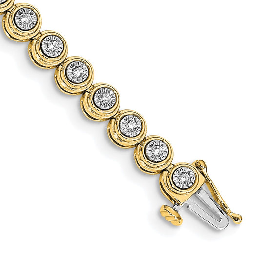 14k Yellow Gold Natural Diamond Circle Link Bracelet