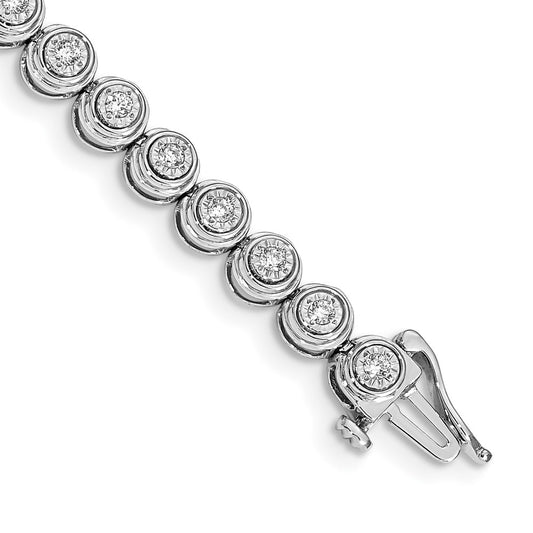 14k White Gold Natural Diamond Circle Link Bracelet
