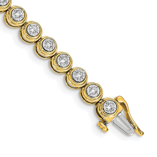 14k Yellow Gold Natural Diamond Circle Link Bracelet