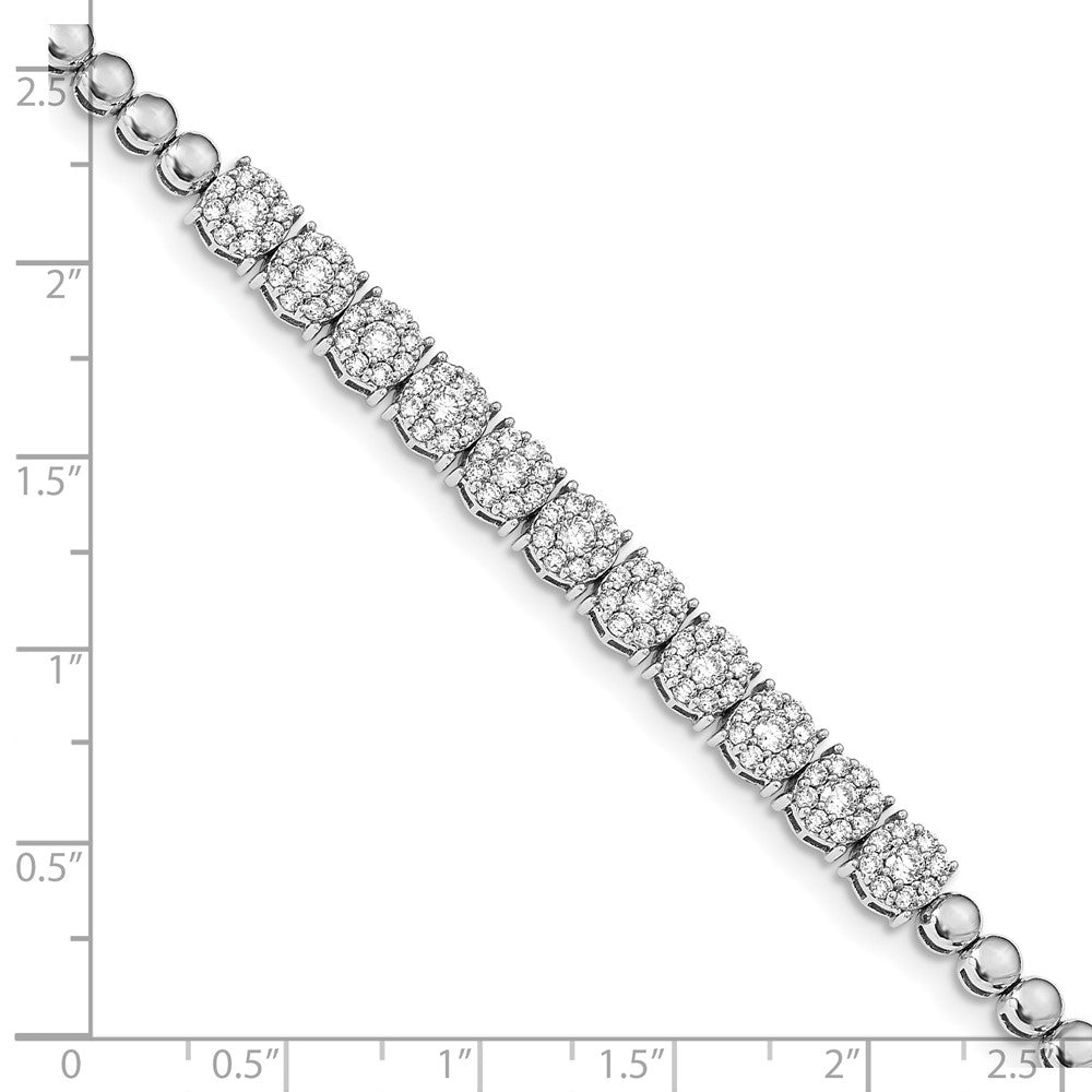 14k White Gold Graduated Bead Natural Diamond Bracelet