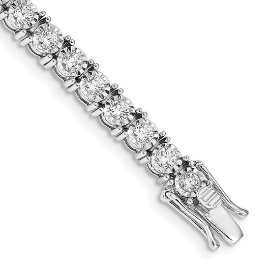 14k White Gold Illusion Setting Natural Diamond Bracelet