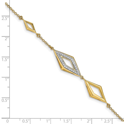 14k Yellow Gold Polished Fancy Natural Diamond 7in Bracelet