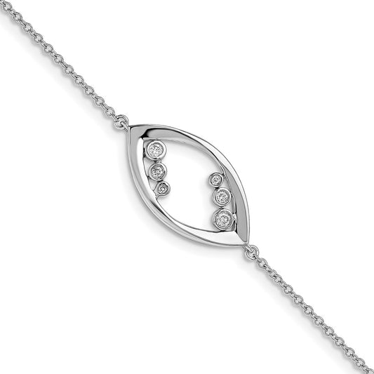 14k White Gold Fancy Round Natural Diamond 7in Bracelet