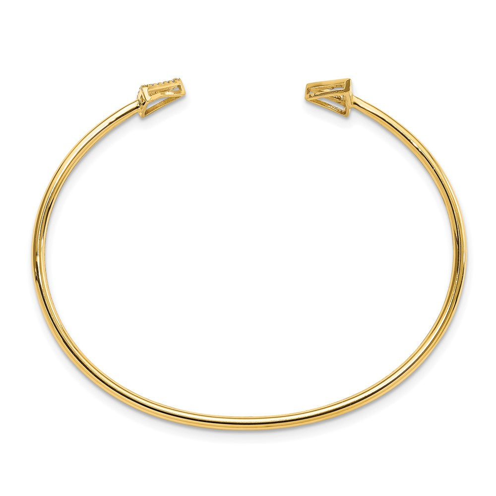 14k Yellow Gold Polished Natural Diamond Triangle Cuff Bangle