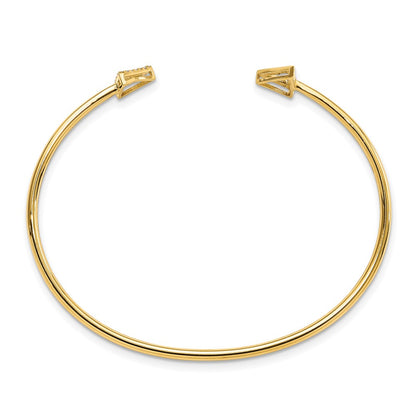 14k Yellow Gold Polished Natural Diamond Triangle Cuff Bangle