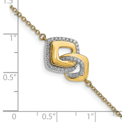 14k Yellow Gold Polished Natural Diamond Fancy Shaped 7in w/ .5in ext Bracelet