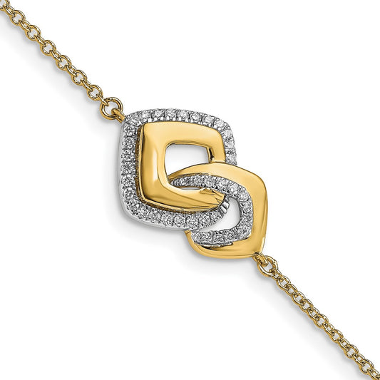 14k Yellow Gold Polished Natural Diamond Fancy Shaped 7in w/ .5in ext Bracelet