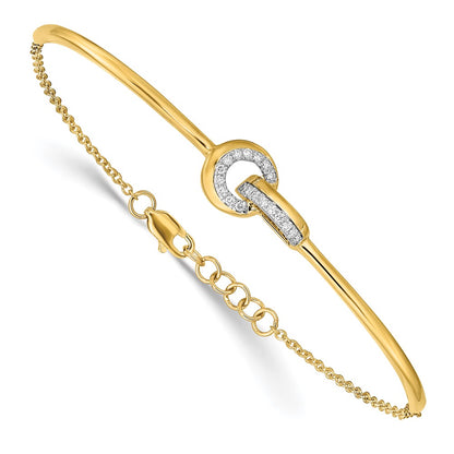 14k Yellow Gold Polished Natural Diamond Fancy Shaped Bar 7in w/.5in ext Bracelet