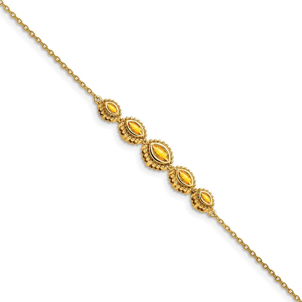 14k Yellow Gold Marquise Citrine Bracelet