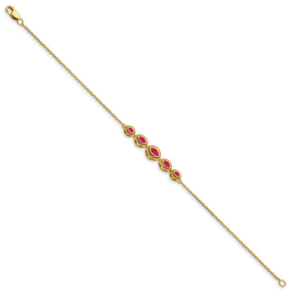 14k Yellow Gold Marquise Ruby Bracelet