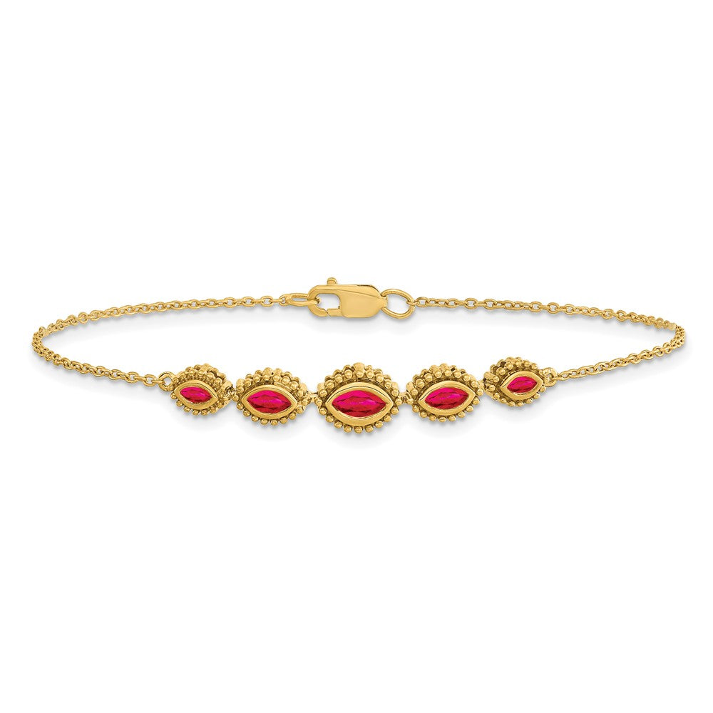 14k Yellow Gold Marquise Ruby Bracelet