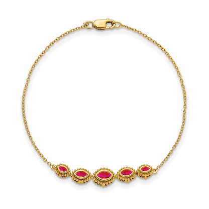 14k Yellow Gold Marquise Ruby Bracelet