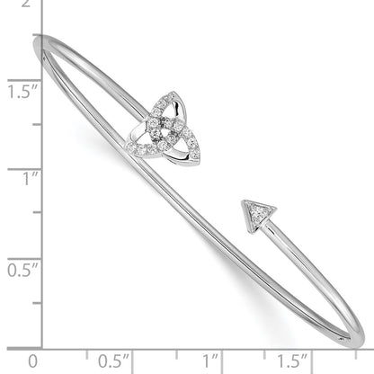 14k White Gold Natural Diamond Celtic Knot Cuff Bangle