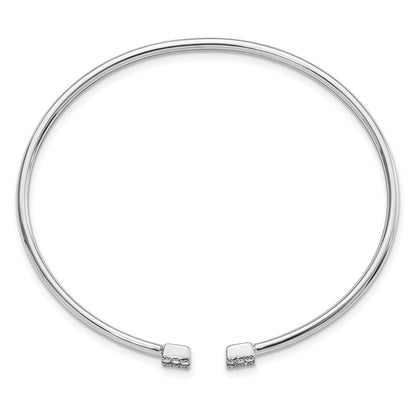 14k White Gold Natural Diamond Cuff Bangle