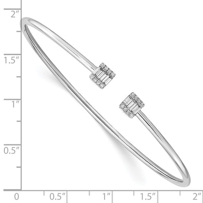14k White Gold Natural Diamond Cuff Bangle