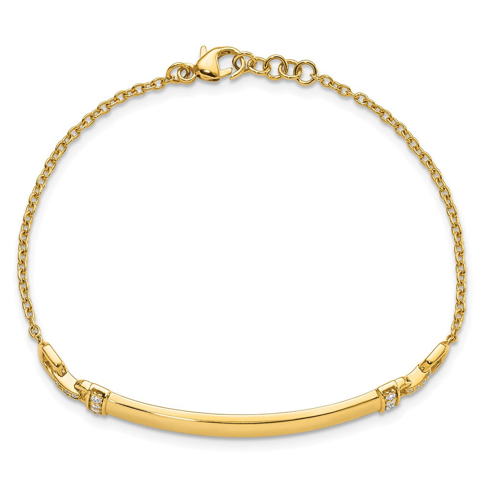 14k Yellow Gold Natural Diamond ID Bracelet