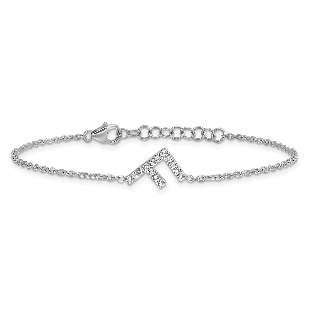 14KW Natural Diamond Sideways Letter F w/ 1in ext. Bracelet