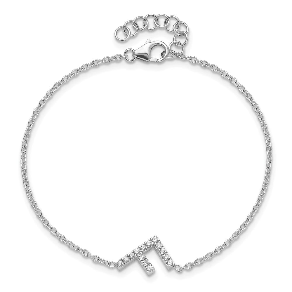 14KW Natural Diamond Sideways Letter F w/ 1in ext. Bracelet