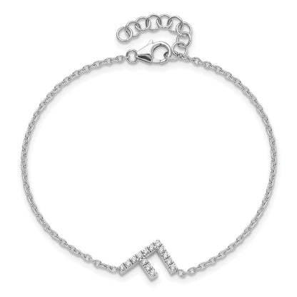14KW Natural Diamond Sideways Letter F w/ 1in ext. Bracelet