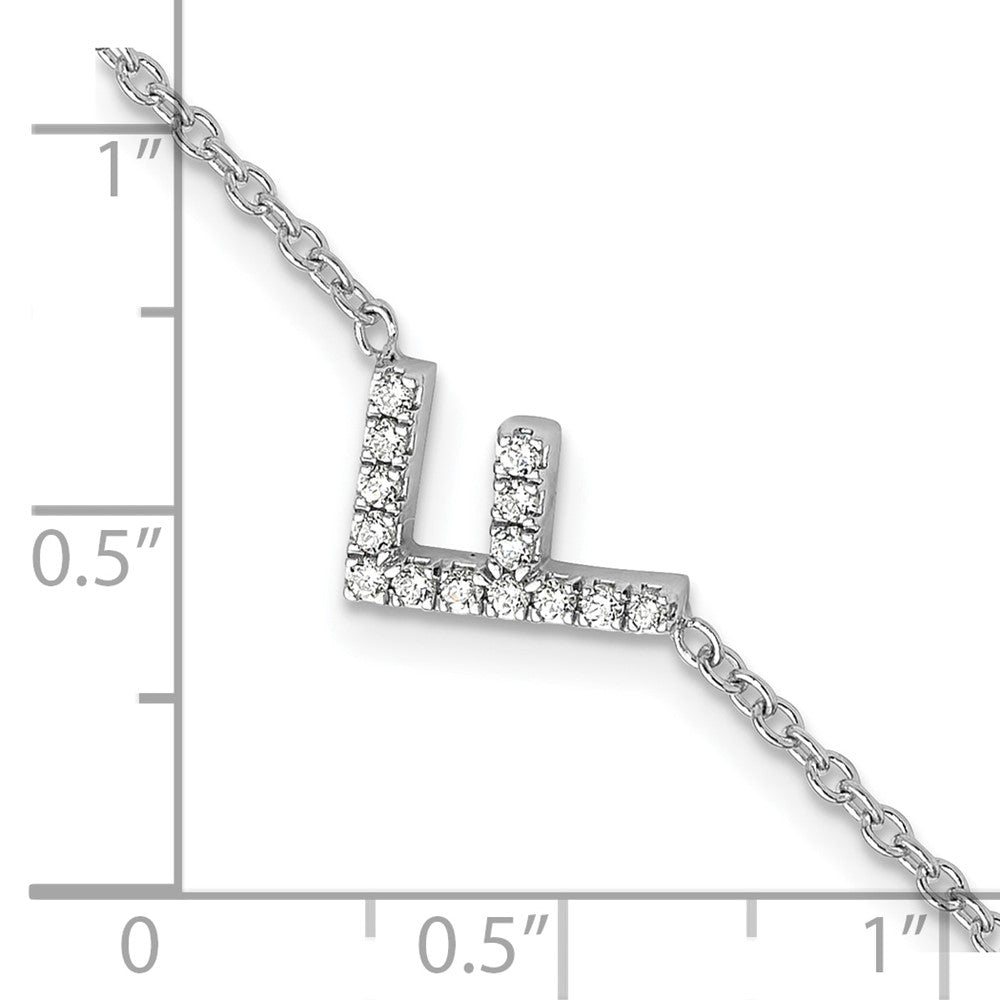 14KW Natural Diamond Sideways Letter F w/ 1in ext. Bracelet