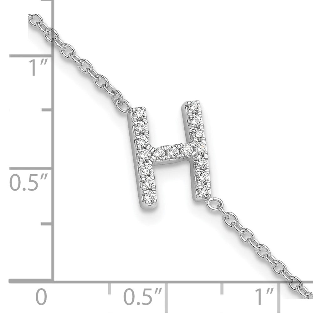 14KW Natural Diamond Sideways Letter H  w/ 1in ext. Bracelet
