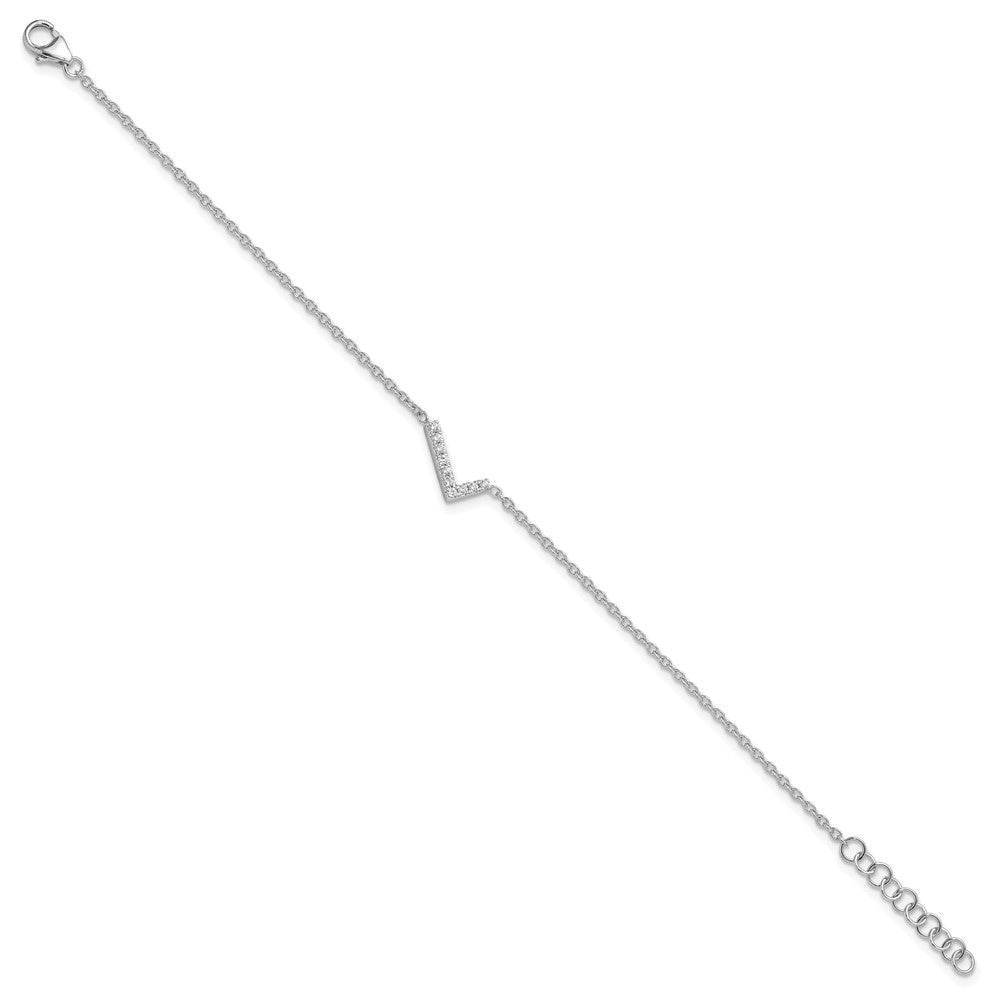 14KW Natural Diamond Sideways Letter L w/ 1in ext. Bracelet