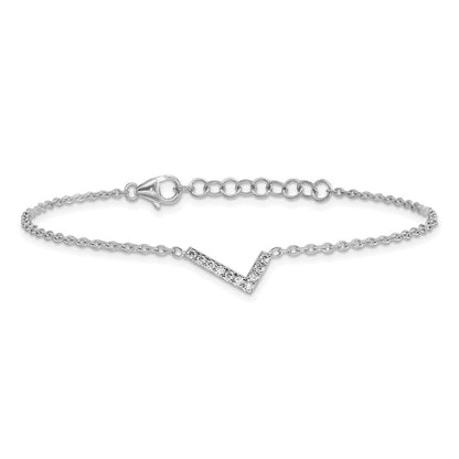 14KW Natural Diamond Sideways Letter L w/ 1in ext. Bracelet