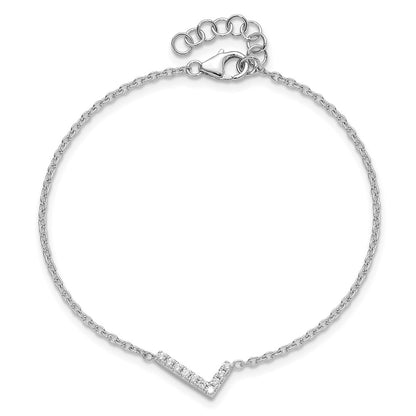 14KW Natural Diamond Sideways Letter L w/ 1in ext. Bracelet