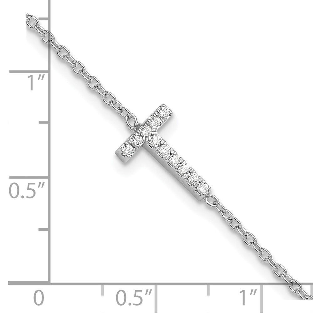 14KW Natural Diamond Sideways Letter T w/ 1in ext. Bracelet