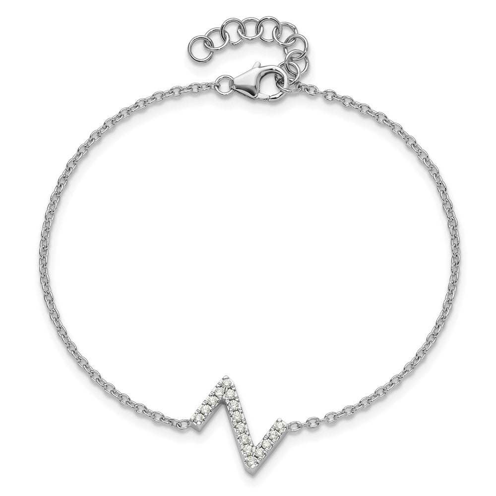 14KW Natural Diamond Sideways Letter Z w/ 1in ext. Bracelet