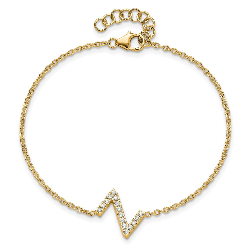 14k Yellow Gold Natural Diamond Sideways Letter Z w/ 1in ext. Bracelet