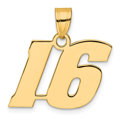 14k Yellow Gold Polished Block Number 16 Pendant