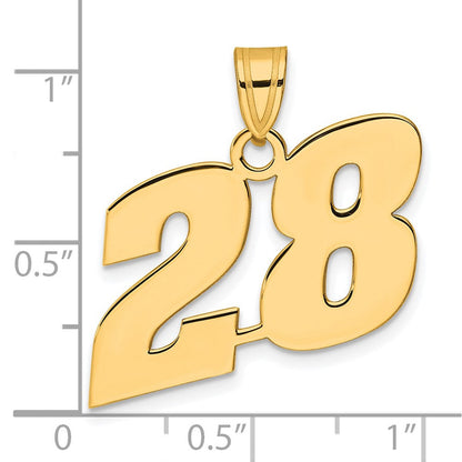14k Yellow Gold Polished Block Number 28 Pendant