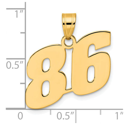 14k Yellow Gold Polished Block Number 86 Pendant