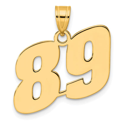 14k Yellow Gold Polished Block Number 89 Pendant
