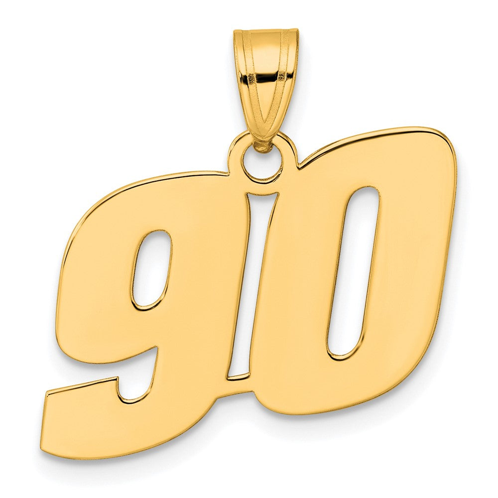 14k Yellow Gold Polished Block Number 90 Pendant